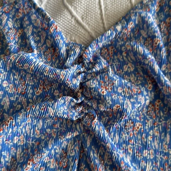 Mango Blue Ruched Camisole Top - Picture 3 of 5